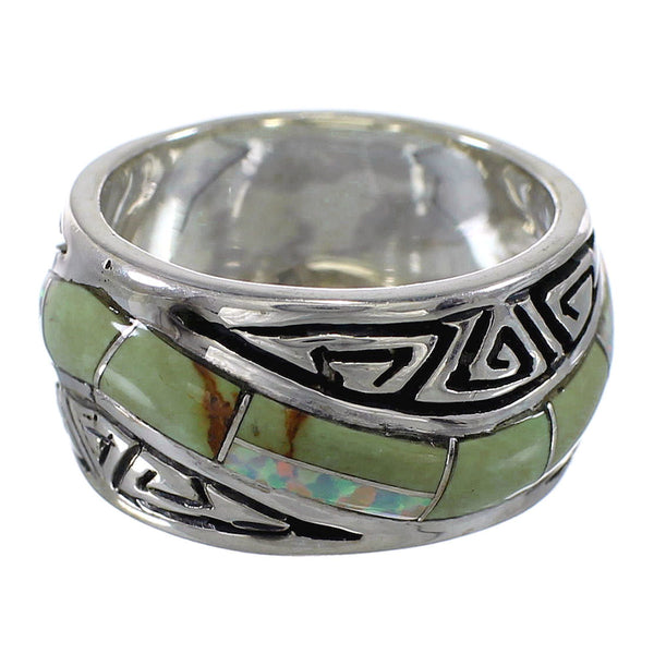 Water Wave Sterling Silver Southwestern Turquoise Opal Ring Size 6 QX82347